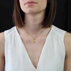 French 20th Century 18 K Yellow Gold Saint Christopher Rectangular Medal Pendant