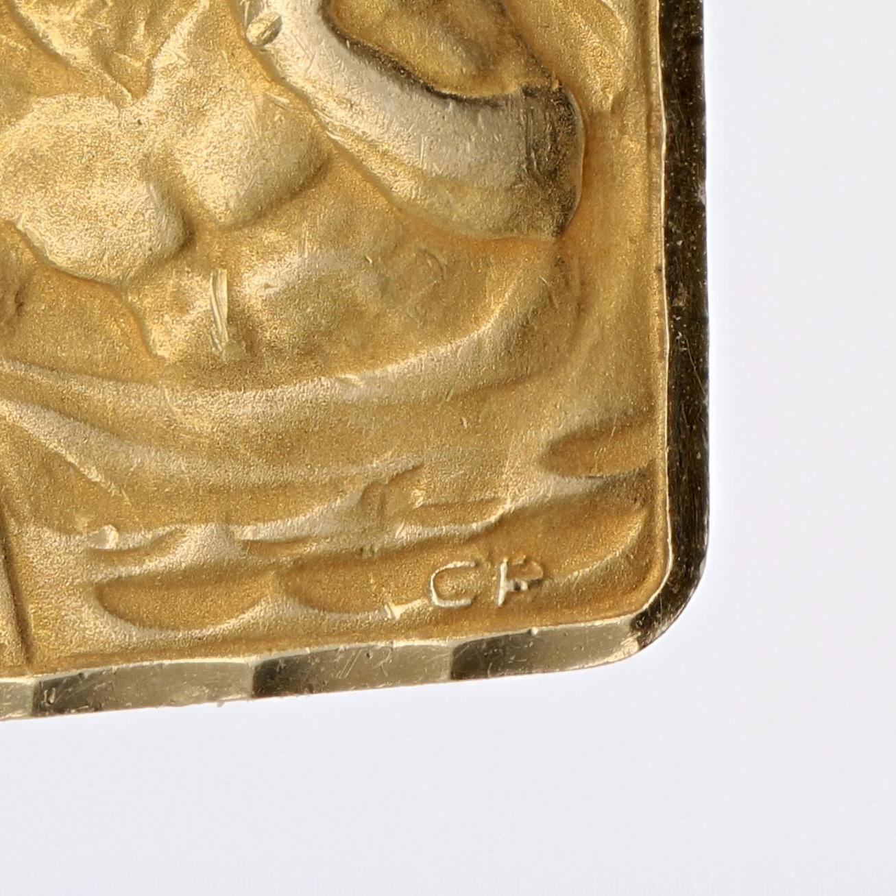 Pendentif médaillon rectangulaire Saint Christopher en or jaune 18 carats du 20ème siècle Bon état - En vente à Poitiers, FR