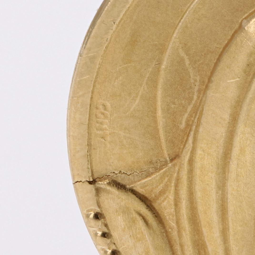 French 20th Century 18 K Yellow Gold Virgin Mary Contaux Signed Medal Pendant 2