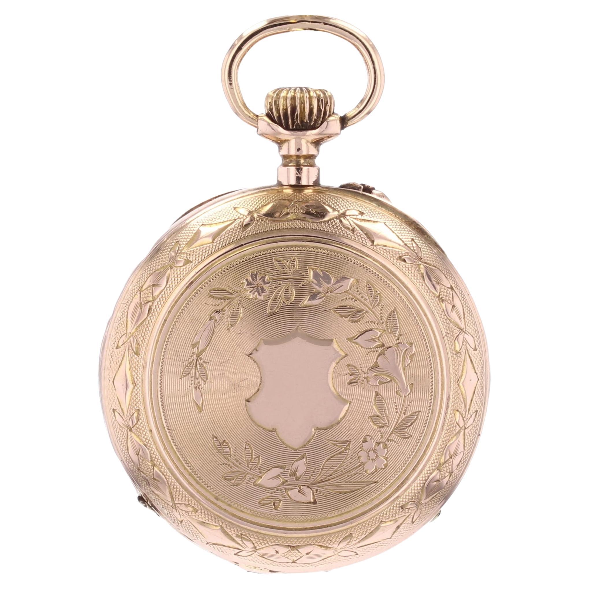Pendentif de montre de poche en or rose 18 carats du 20e siècle