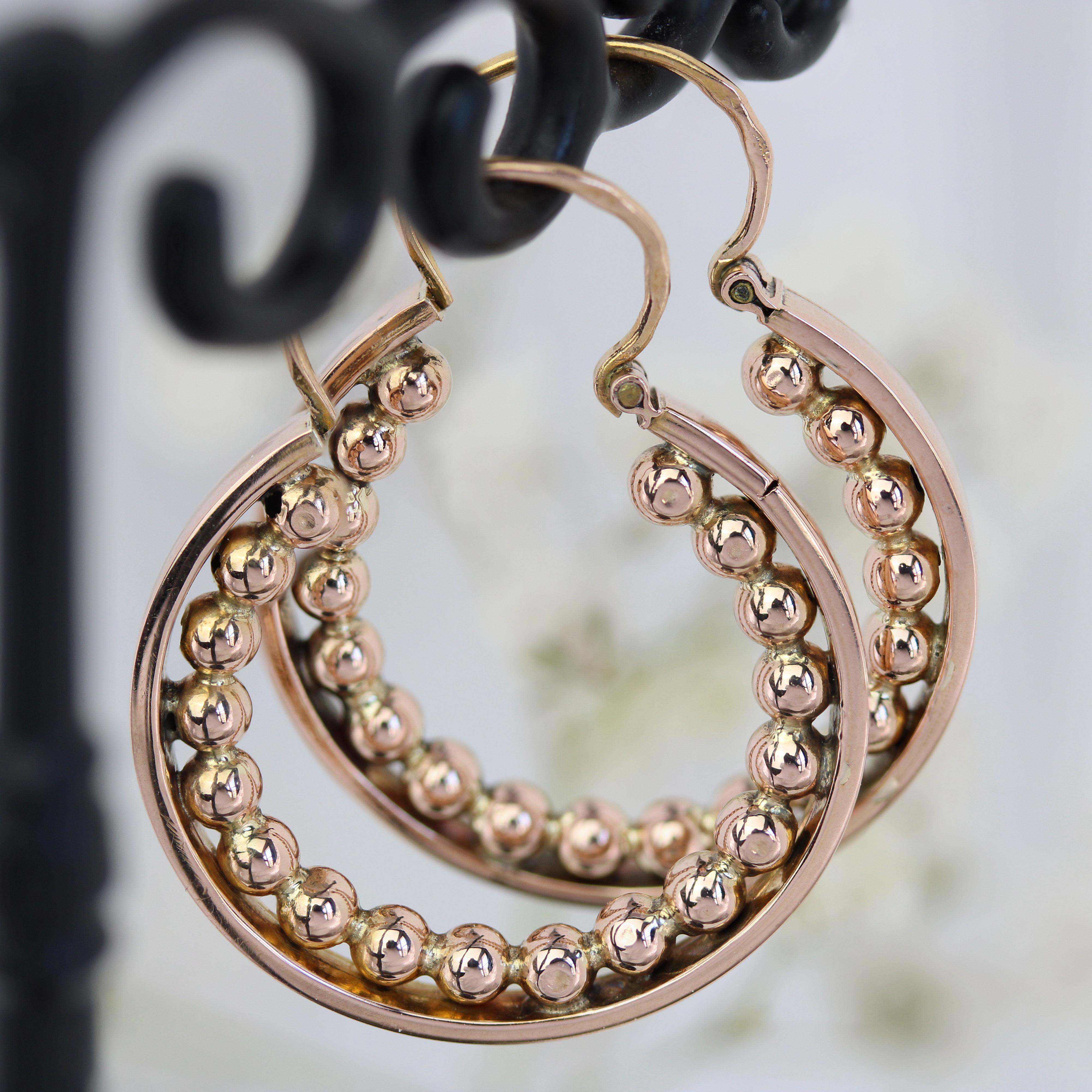 Belle Époque Boucles d'oreilles en or rose 18 carats du 20ème siècle en vente