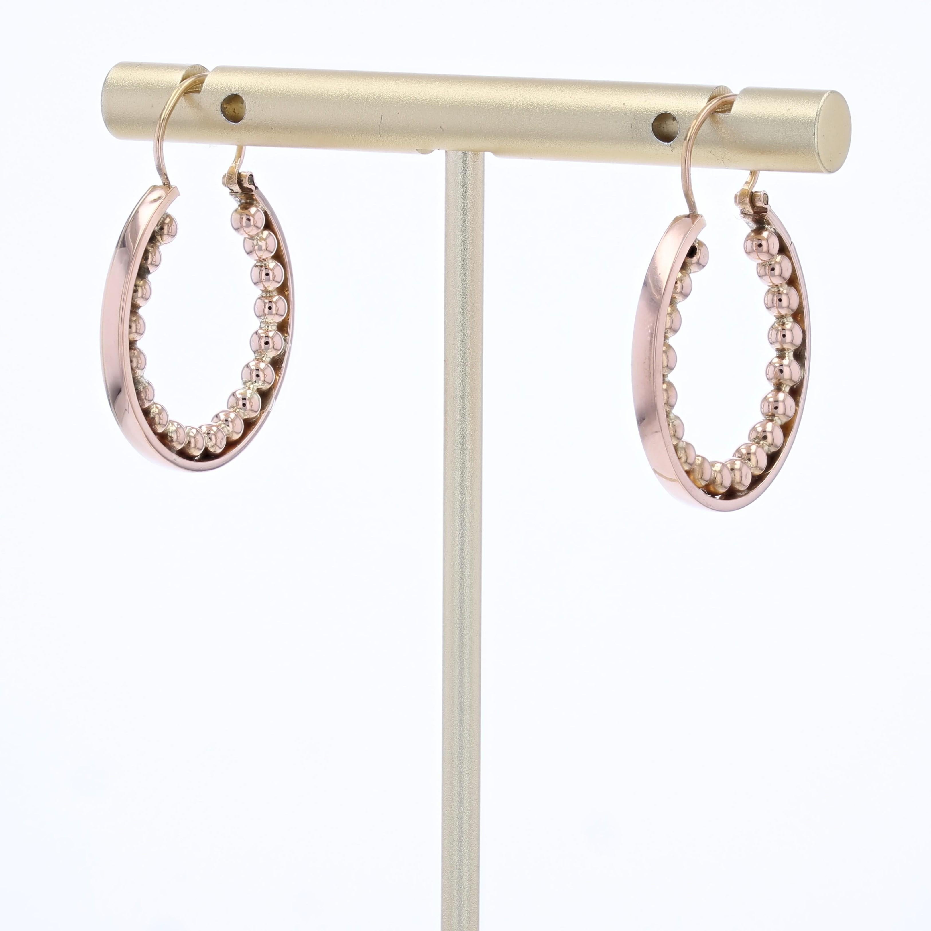 Boucles d'oreilles en or rose 18 carats du 20ème siècle Bon état - En vente à Poitiers, FR