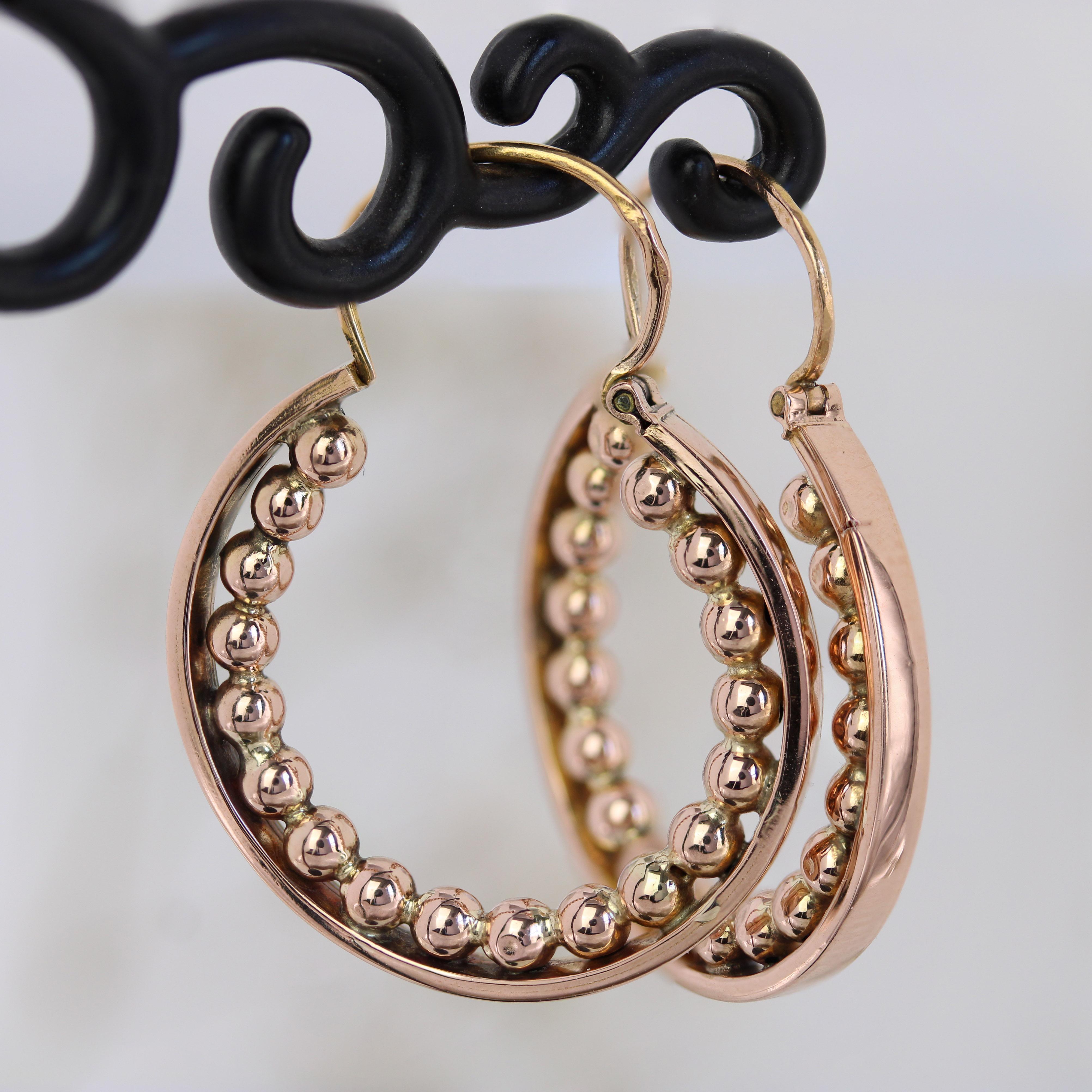 Boucles d'oreilles en or rose 18 carats du 20ème siècle en vente 1