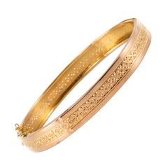 French 20th Century 18 Karat Rose Gold Chiseled Bangle Bracelet Antique French 20th Century 18 Karat Rose Gold Chiseled Bangle Bracelet