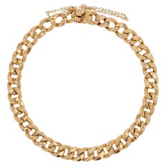 French 20th Century 18 Karat Rose Gold Chiseled Curb Chain Bracelet