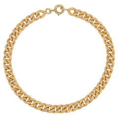 French 20th Century 18 Karat Rose Gold Chiseled Curb Chain Bracelet