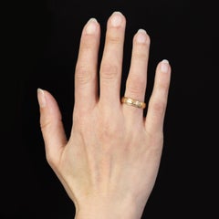 French 20th Century 18 Karat Rose Gold Chiseled Large Ring