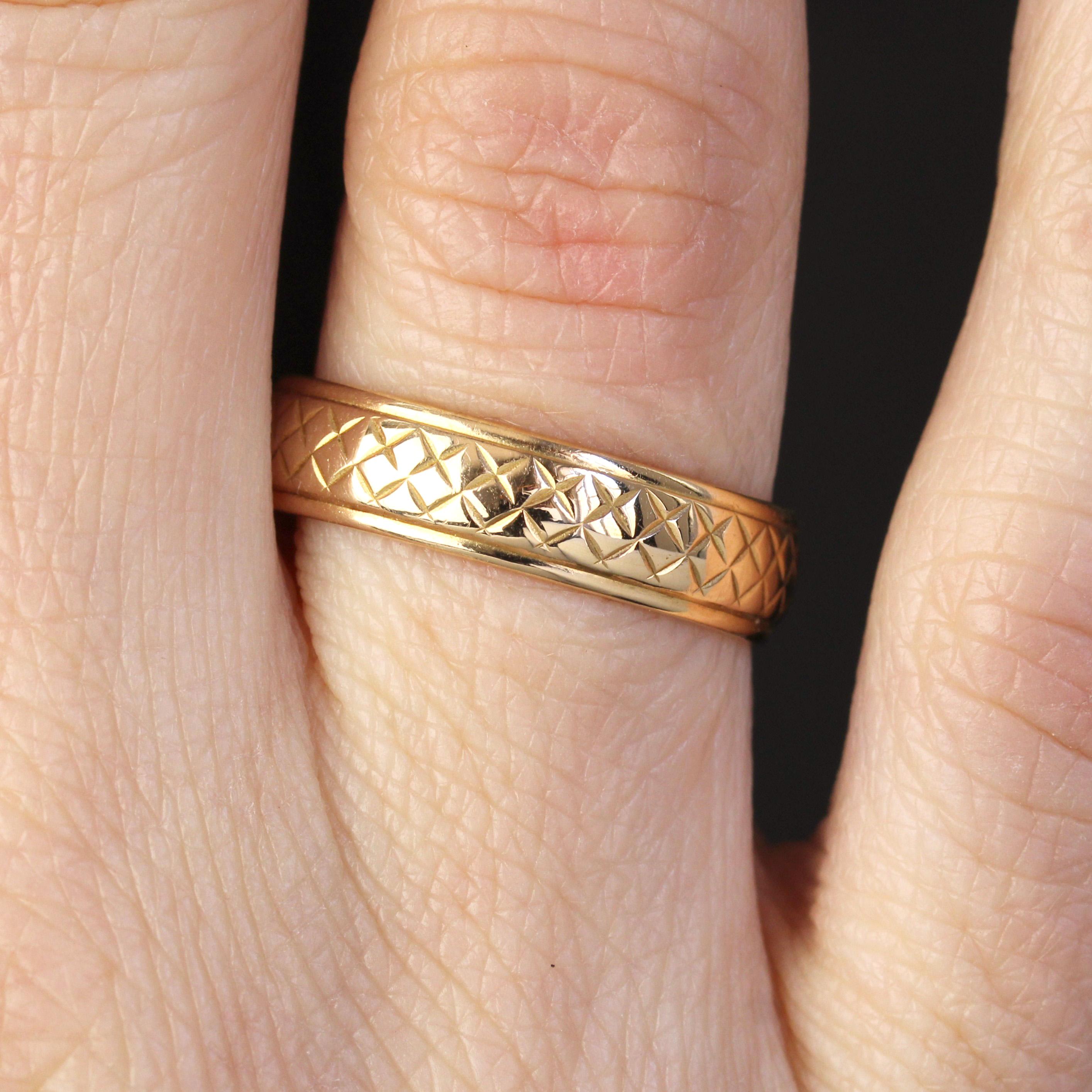French 20th Century 18 Karat Rose Gold Chiseled Large Ring For Sale 1