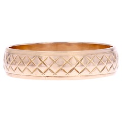 French 20th Century 18 Karat Rose Gold Chiseled Large Ring