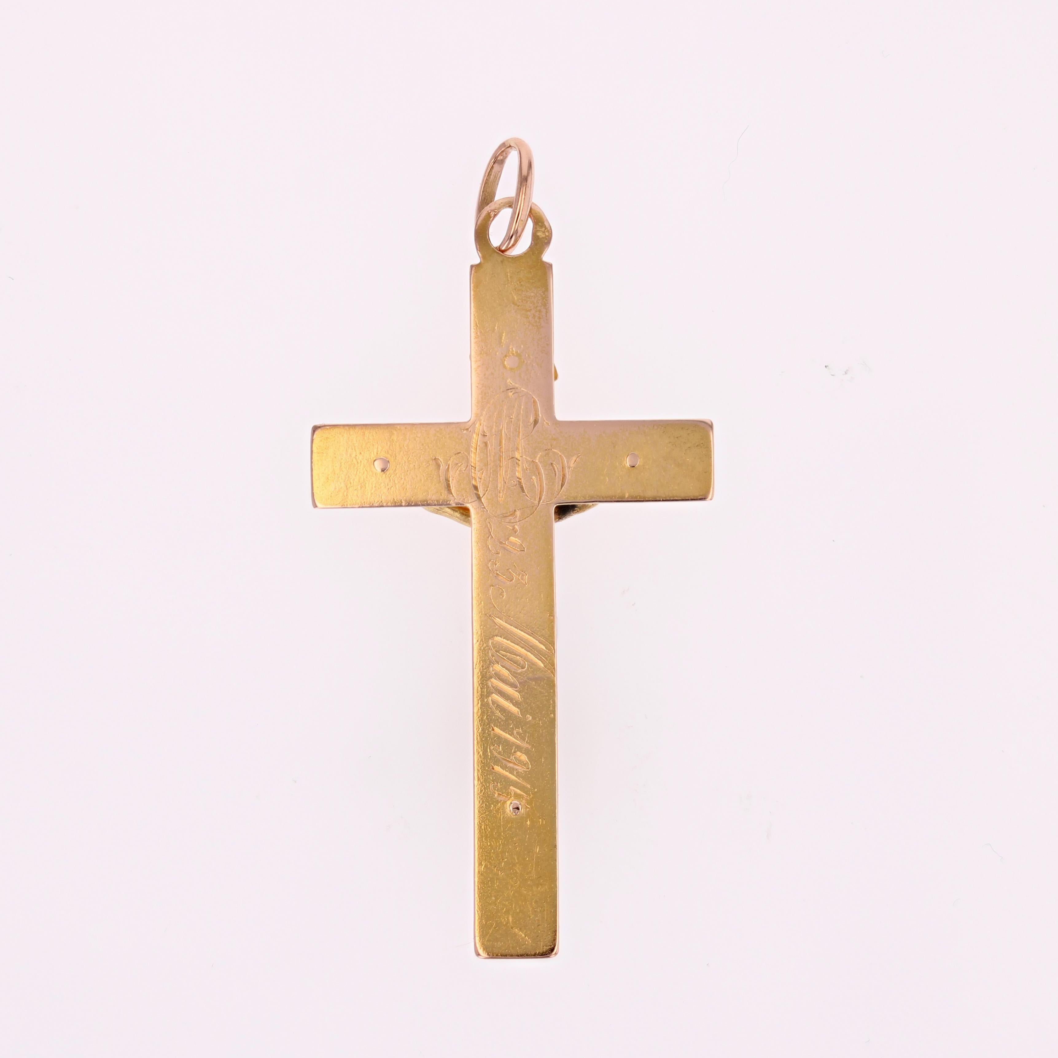 French 20th Century 18 Karat Rose Gold Christ Cross Pendant For Sale 3