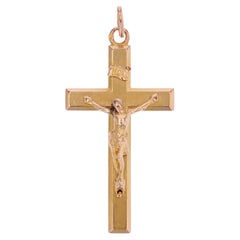 Französischer Christ Cross-Anhänger aus 18 Karat Roségold des 20. Jahrhunderts