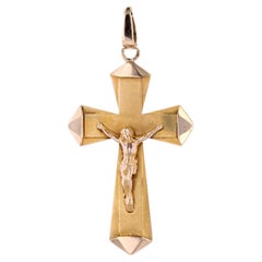 Antique French 20th Century 18 Karat Rose Gold Christ Cross Pendant