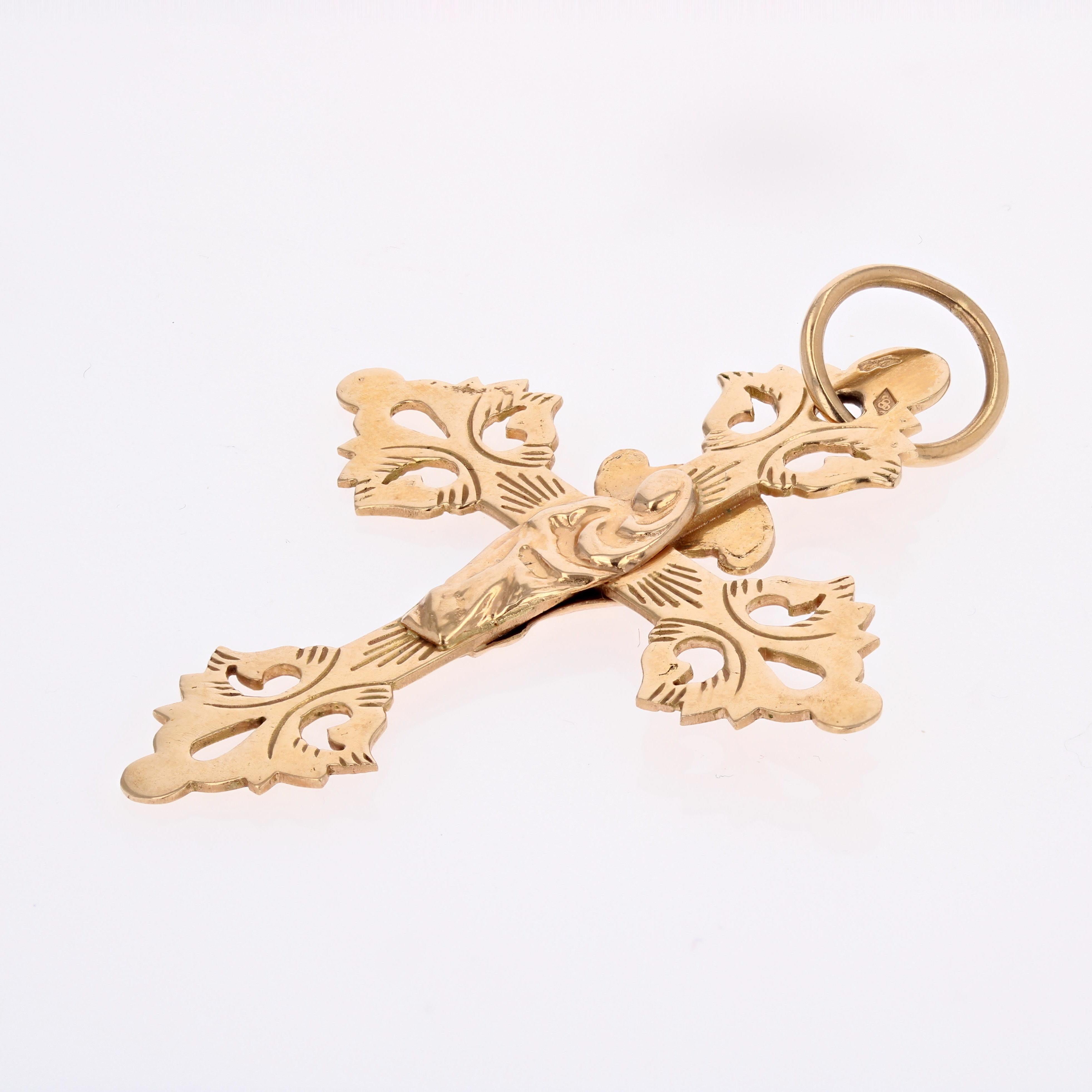 Napoléon III Pendentif croix français du 19ème siècle en or rose 18 carats en vente