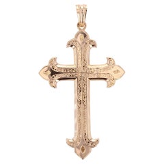 Antique French 20th Century 18 Karat Rose Gold Cross Pendant