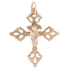Antique French 19th Century 18 Karat Rose Gold Cross Pendant