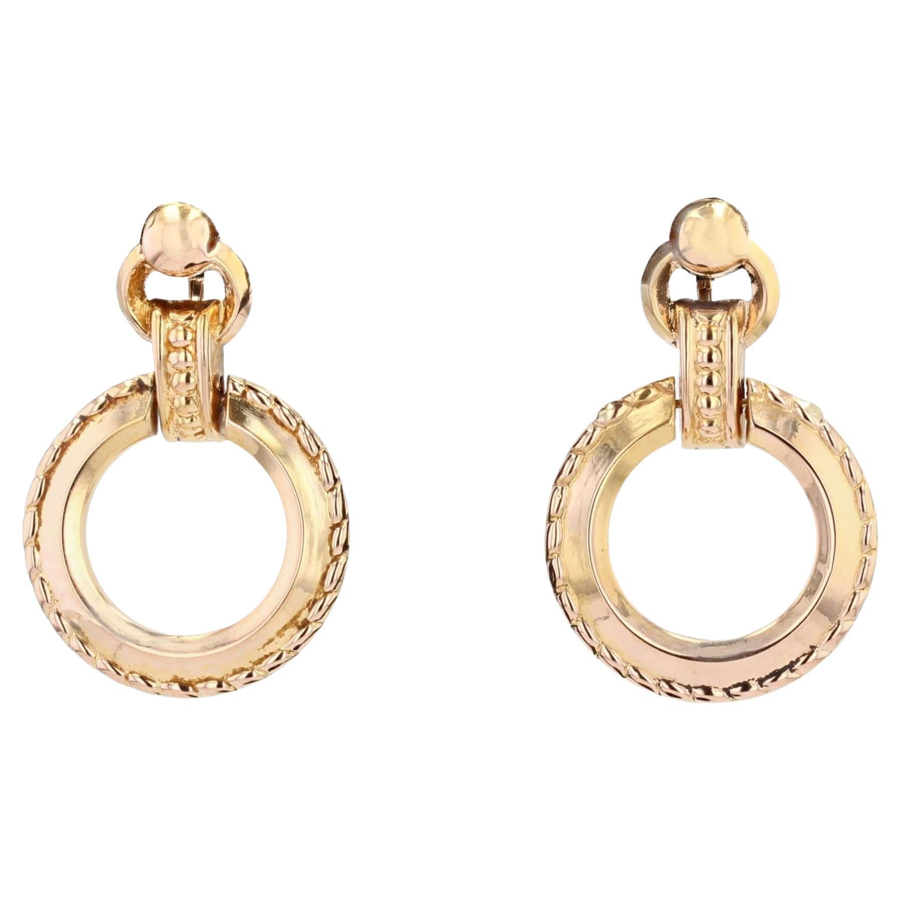 20th Century Italian Yellow Gold Dangle Earrings For Sale at 1stDibs