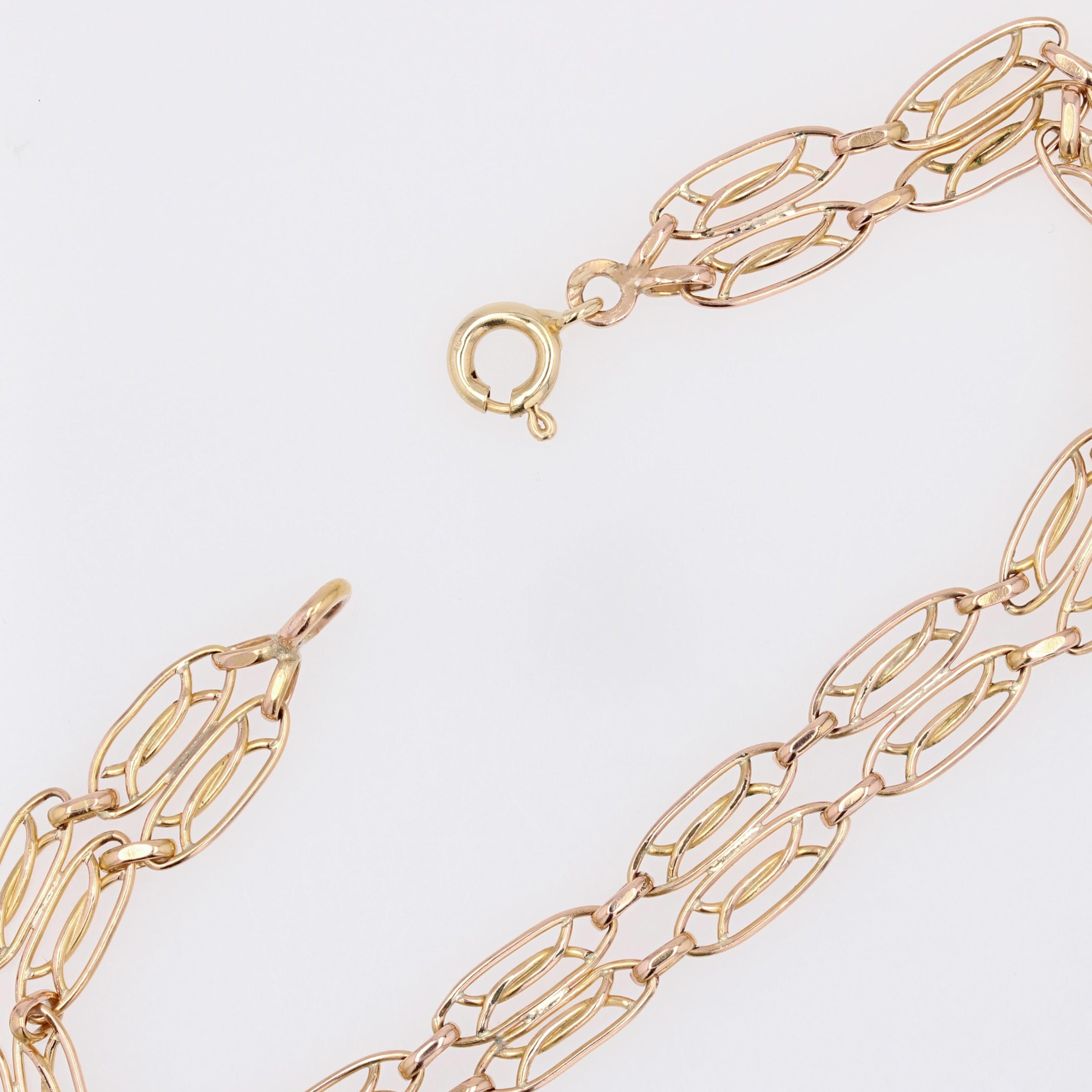 French 20th Century 18 Karat Rose Gold Double Row Bracelet For Sale 4