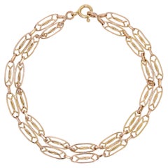 French 20th Century 18 Karat Rose Gold Double Row Bracelet