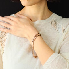 Französisch 20. Jahrhundert 18 Karat Rose Gold Double Row Kette Armband