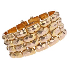 French 20th Century 18 Karat Rose Gold Faceted Bracelet