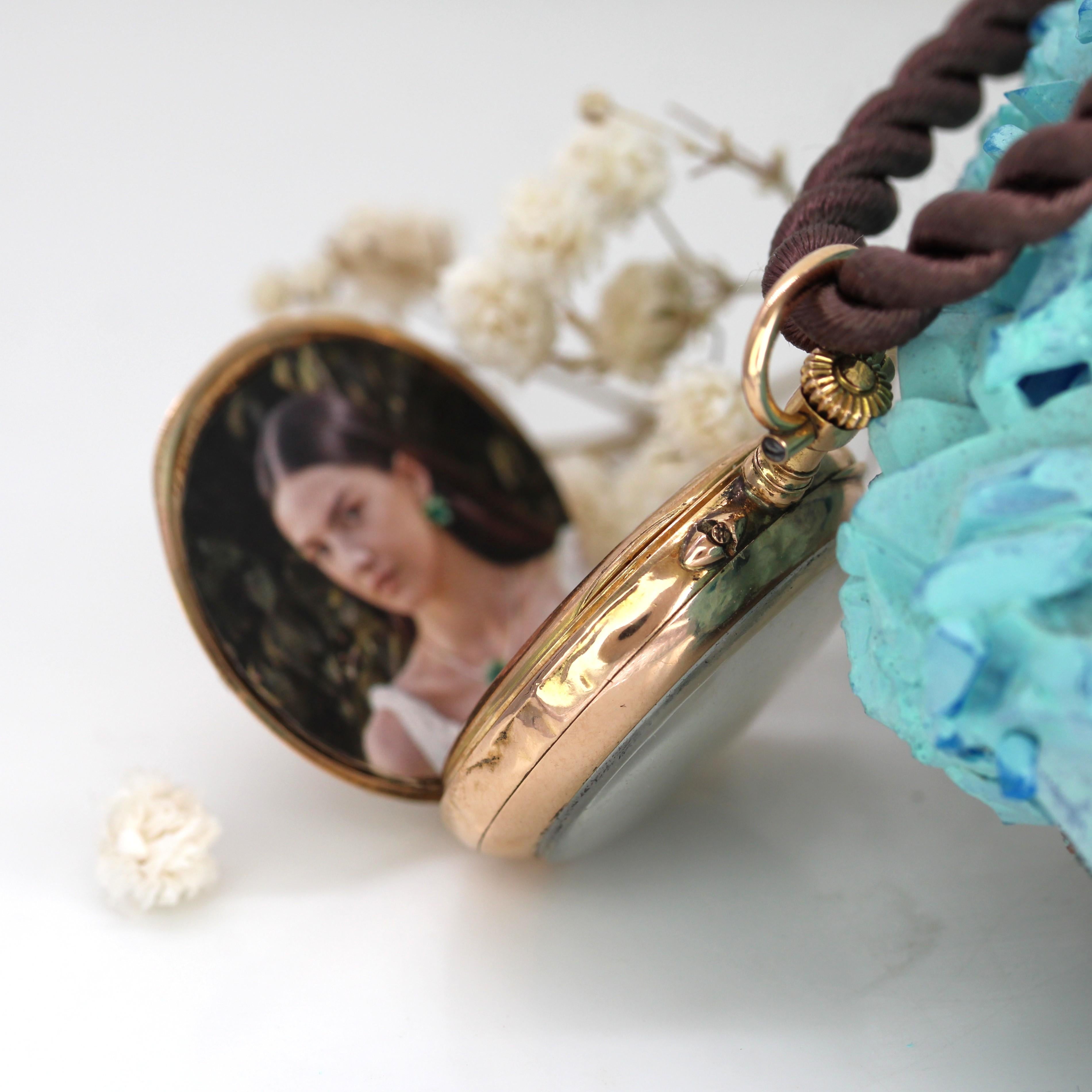Pendentif de montre de poche en or rose 18 carats du 20e siècle, à motif floral en vente 5