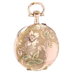 French 20th Century 18 Karat Rose Gold Flower Pattern Pocket Watch Pendant