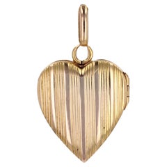 French 20th Century 18 Karat Rose Gold Heart Medallion Pendant