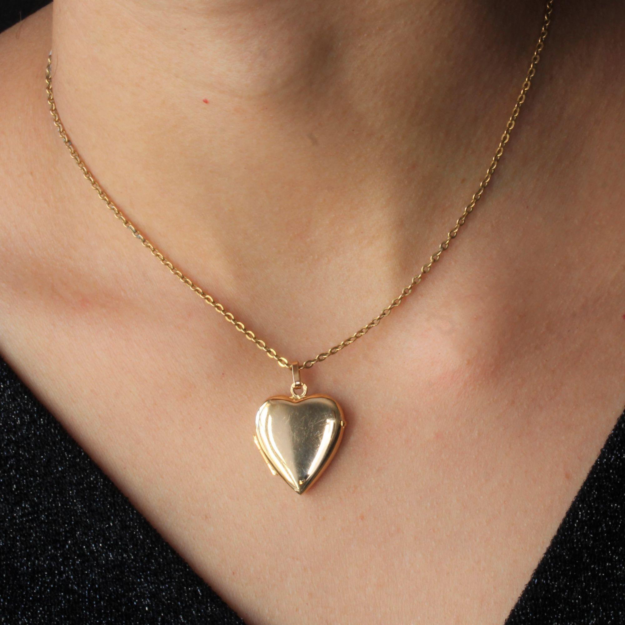 French 20th Century 18 Karat Rose Gold Heart- Shape Pendant 1
