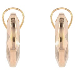 French 20th Century 18 Karat Rose Gold Hoop Clip Earrings