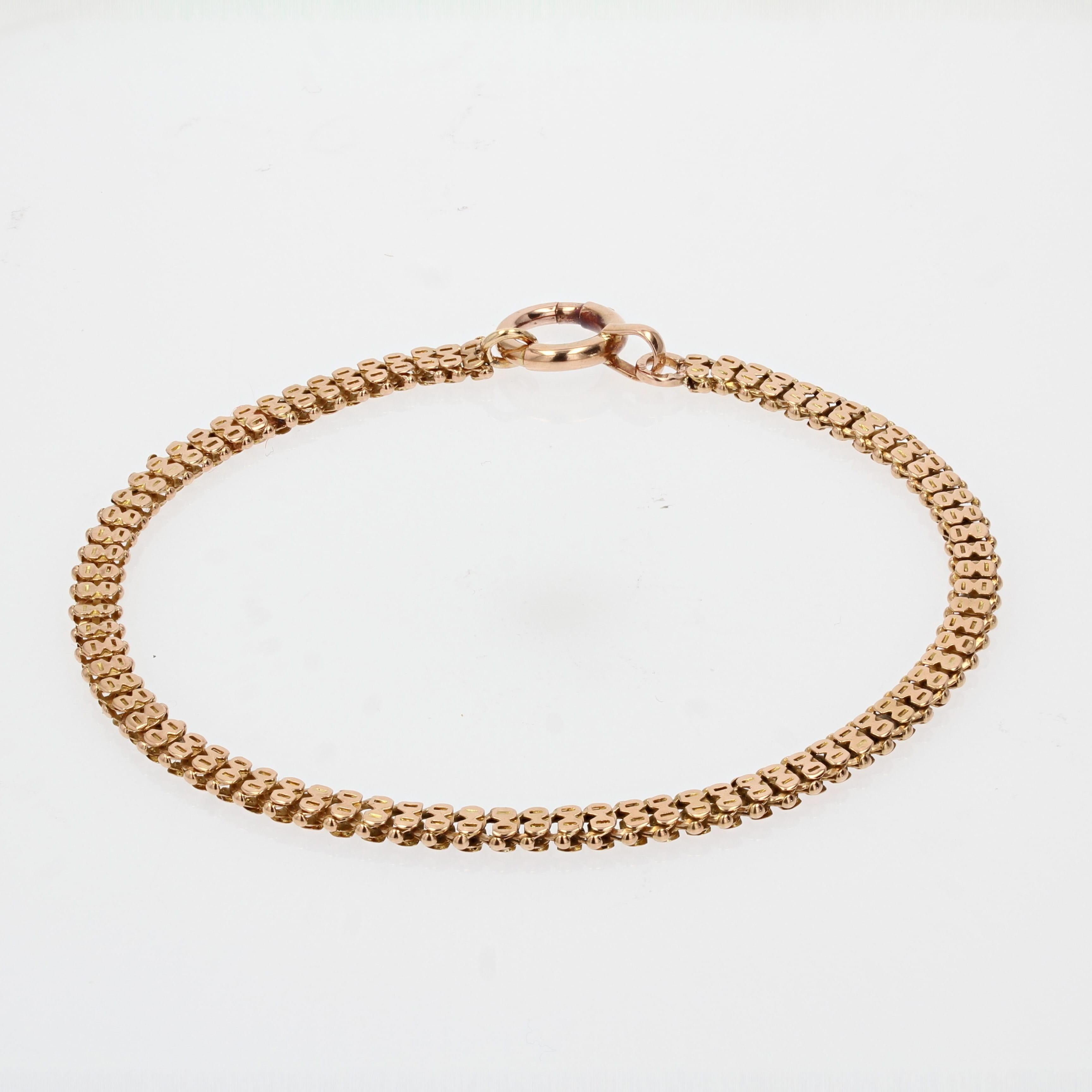 French 20th Century 18 Karat Rose Gold Link Bracelet In Good Condition In Poitiers, FR