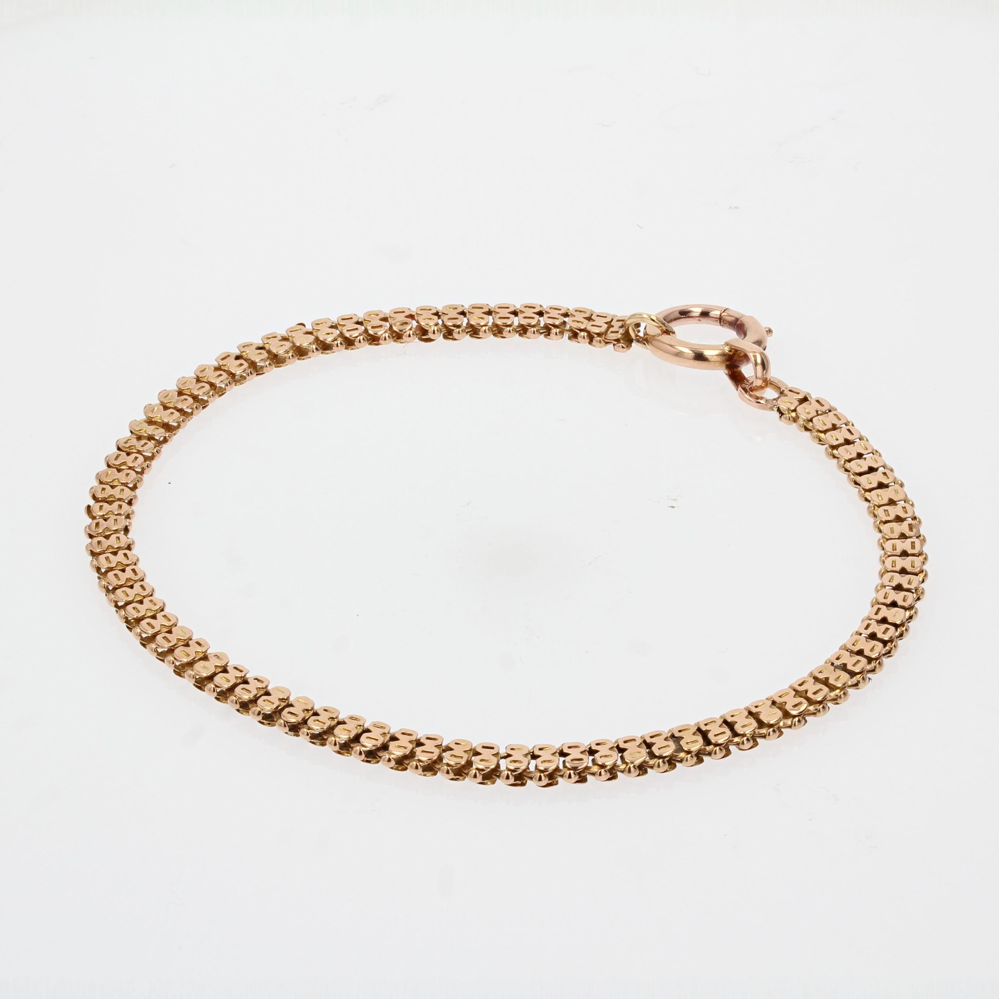 Women's French 20th Century 18 Karat Rose Gold Link Bracelet