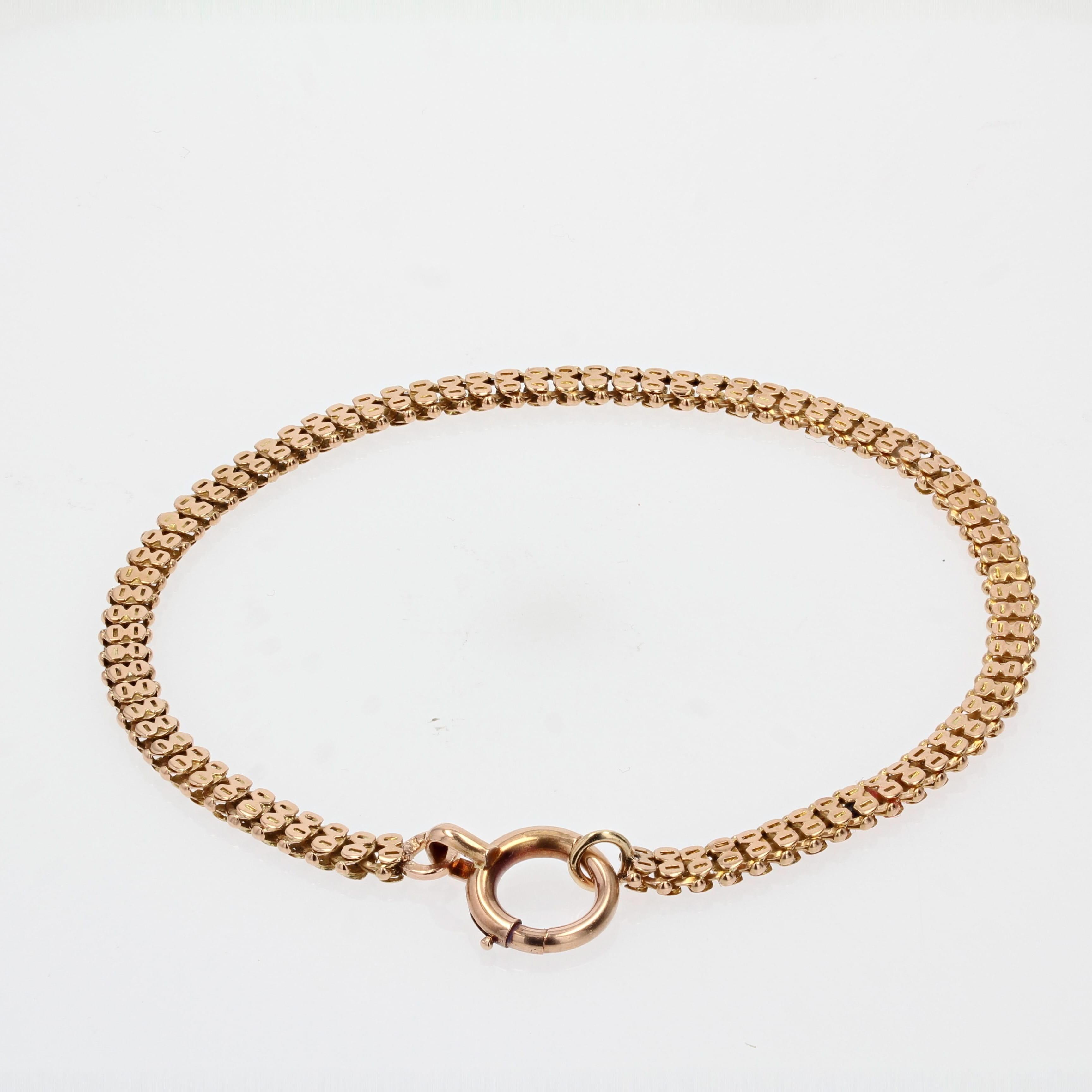 French 20th Century 18 Karat Rose Gold Link Bracelet 3