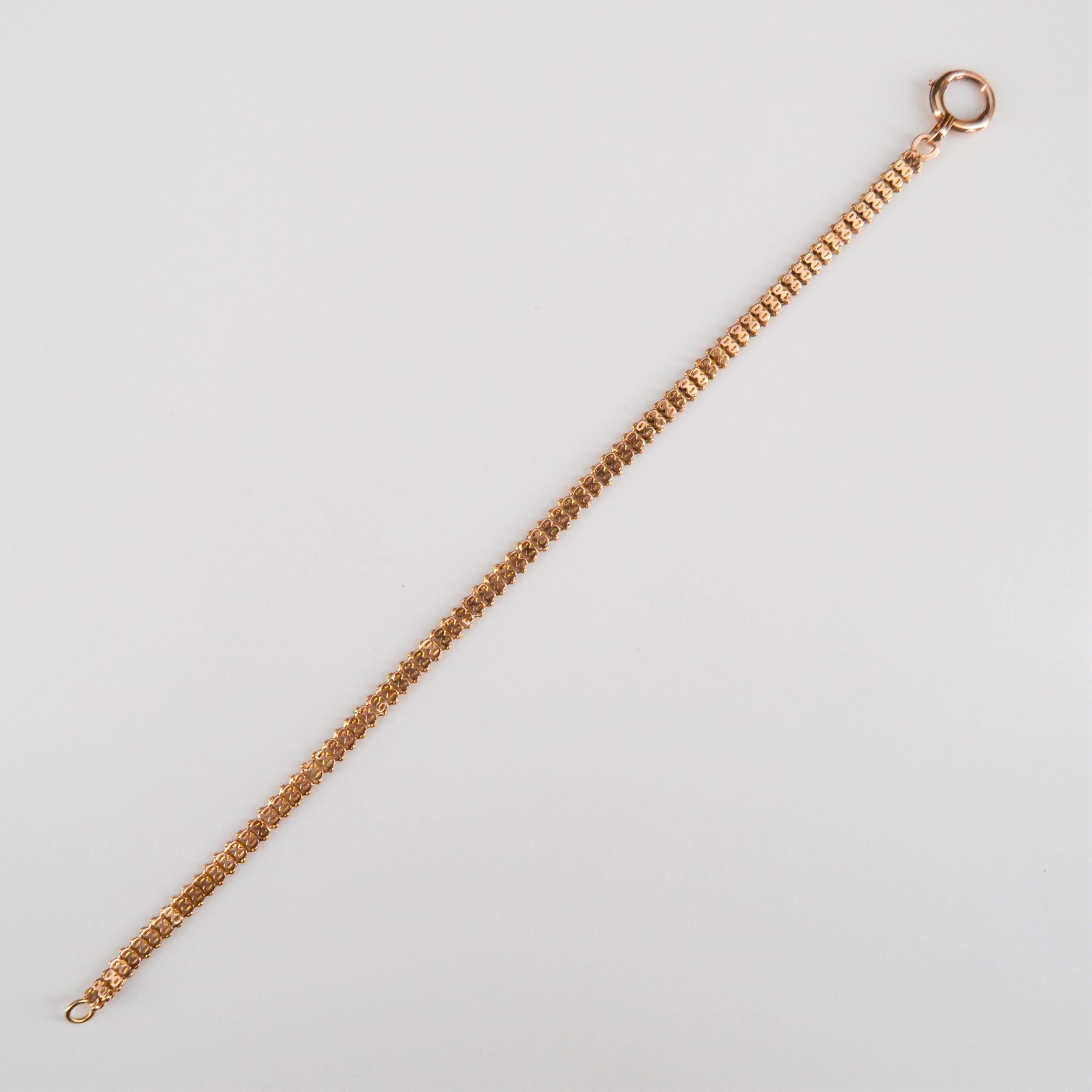 French 20th Century 18 Karat Rose Gold Link Bracelet 4