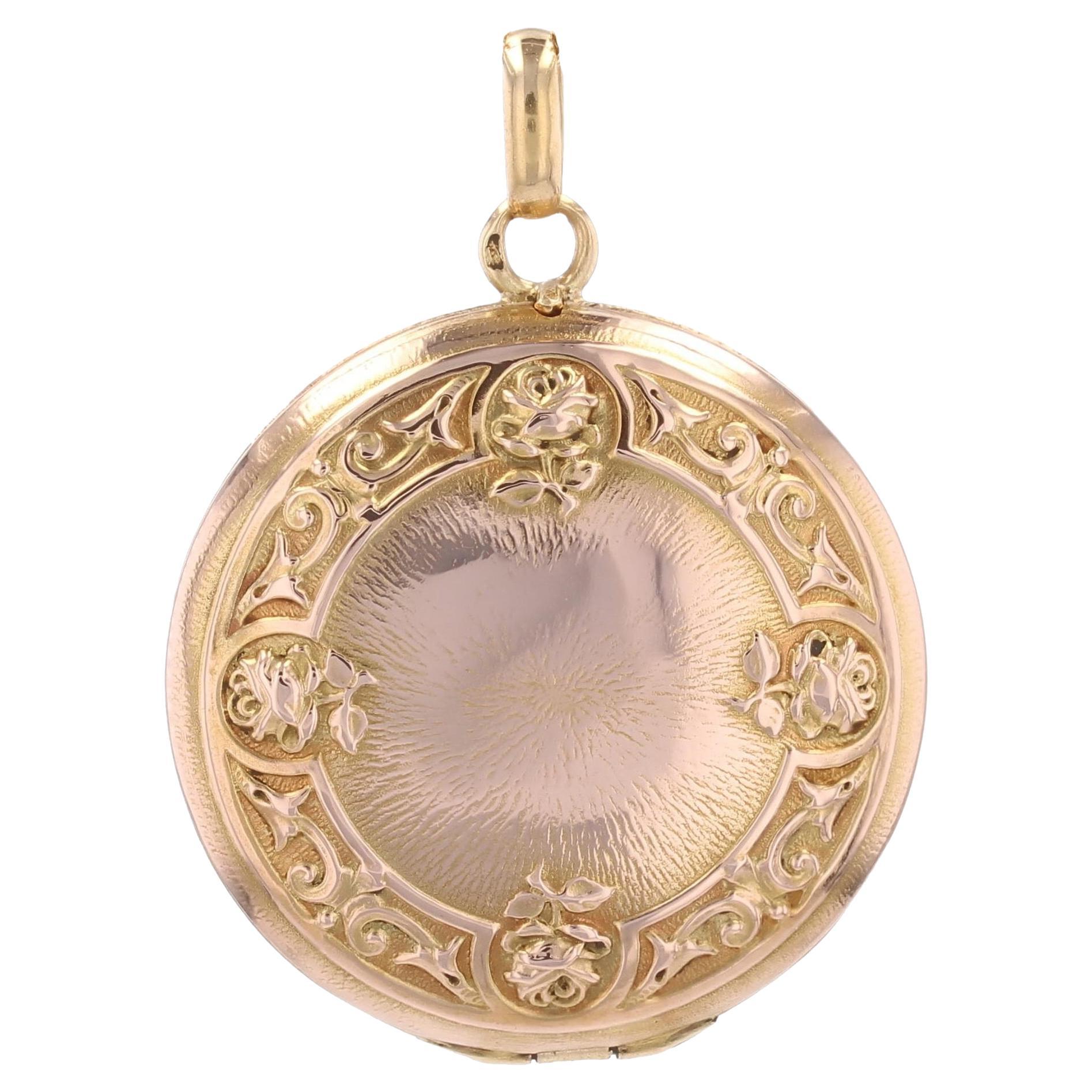 French 20th Century 18 Karat Rose Gold Medallion Locket Pendant