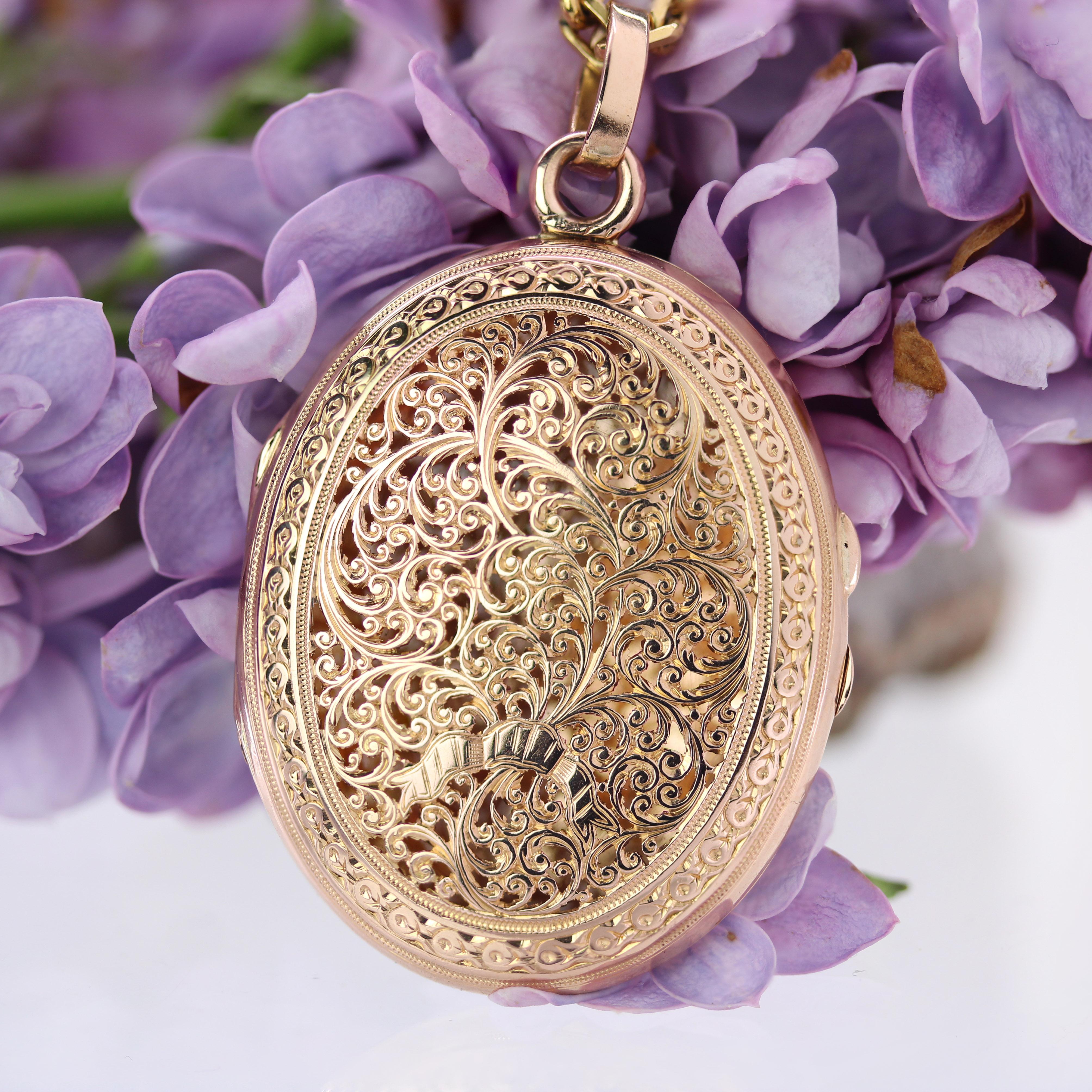 Pendentif ovale en or rose 18 carats du 20e siècle en vente 5