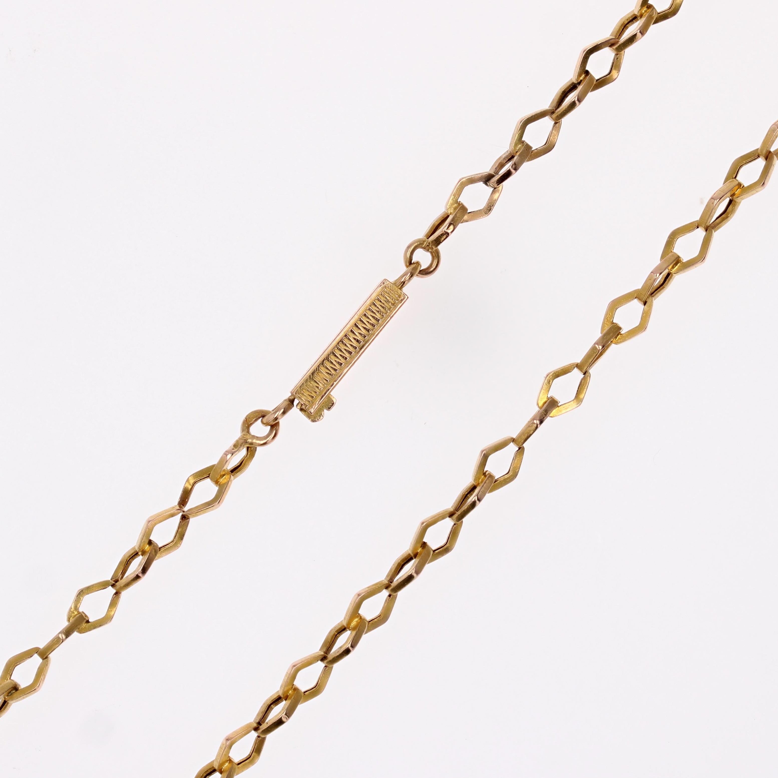 French 20th Century 18 Karat Rose Gold Rhombic Link Chain Necklace For Sale 7