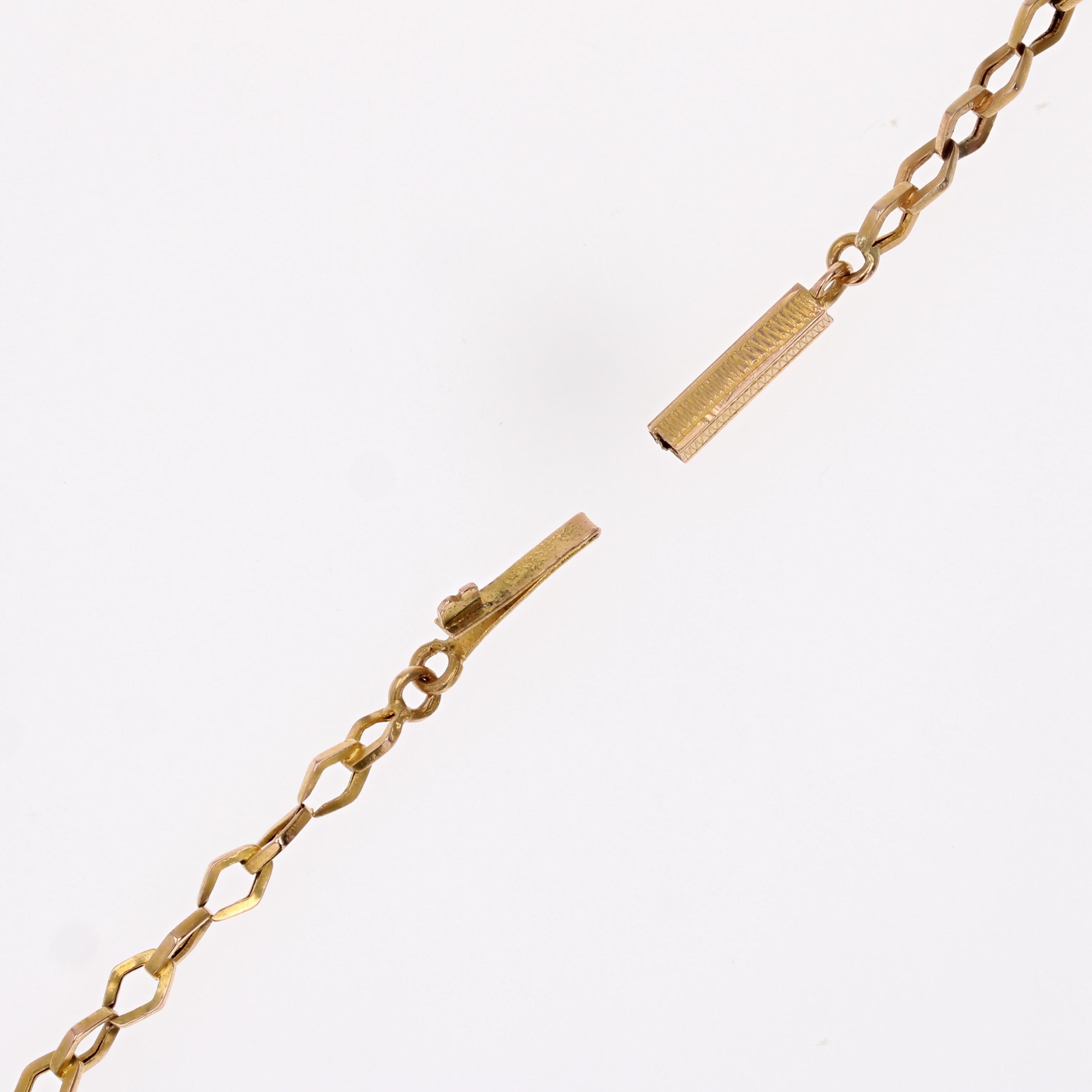 French 20th Century 18 Karat Rose Gold Rhombic Link Chain Necklace For Sale 8