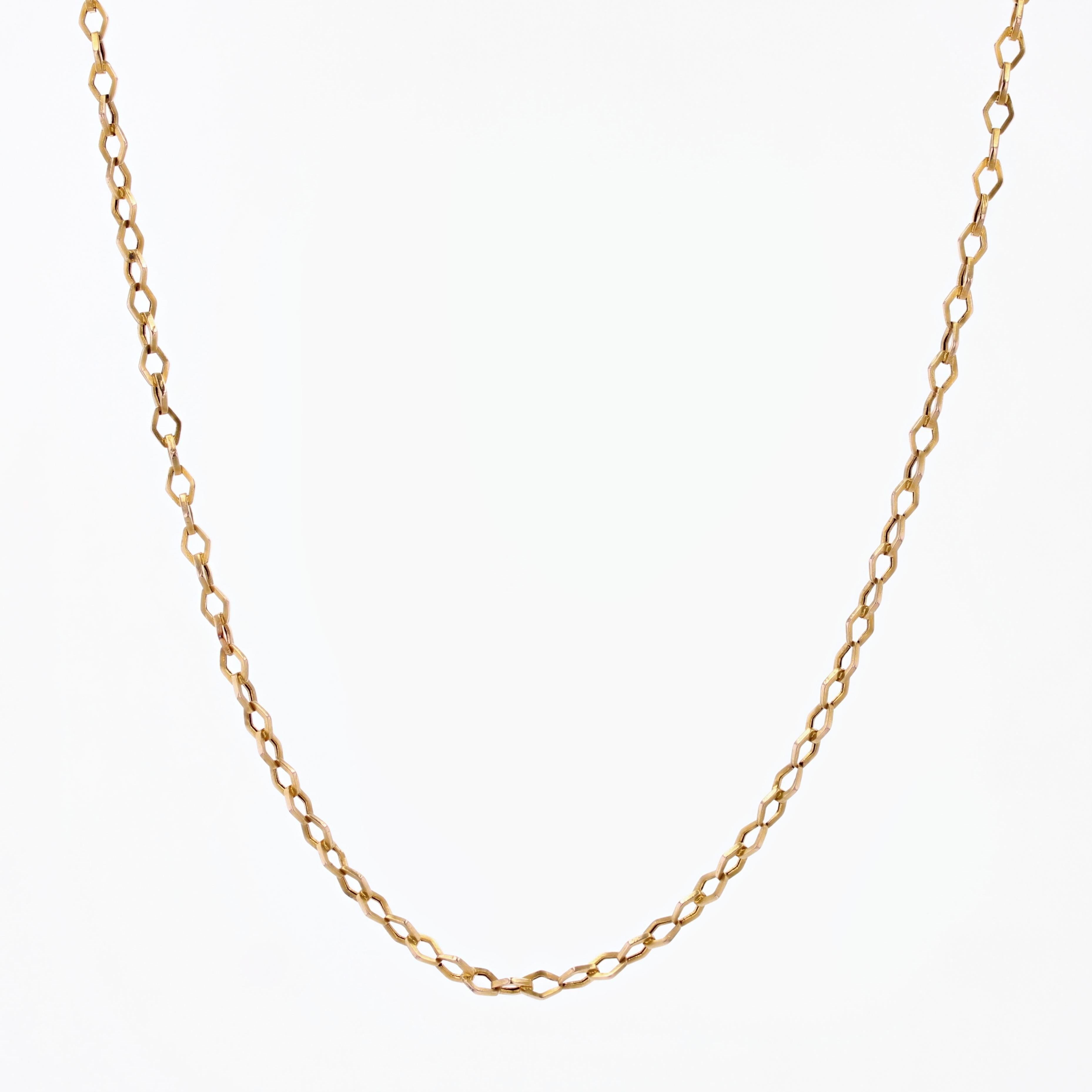 French 20th Century 18 Karat Rose Gold Rhombic Link Chain Necklace For Sale 9