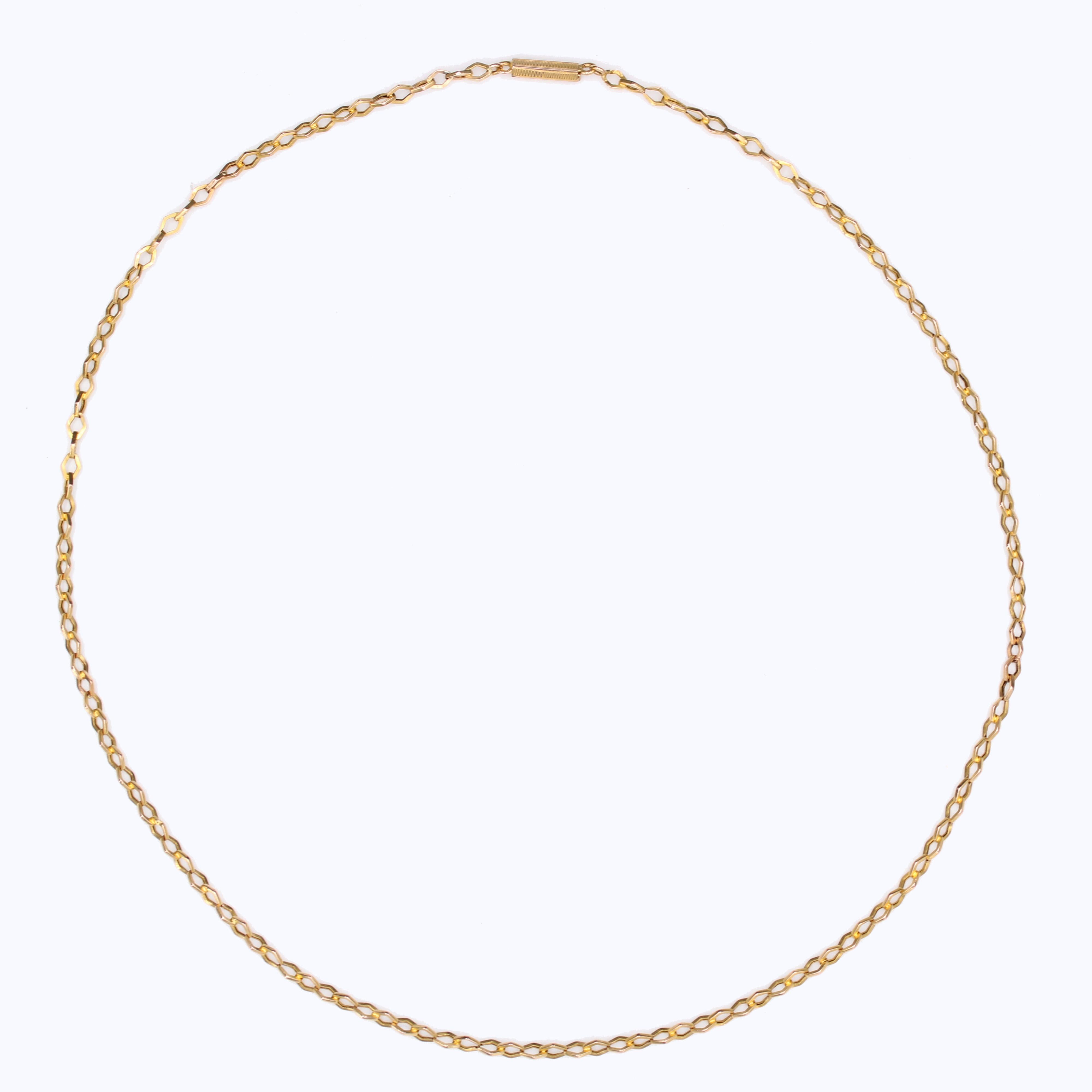 Retro French 20th Century 18 Karat Rose Gold Rhombic Link Chain Necklace For Sale