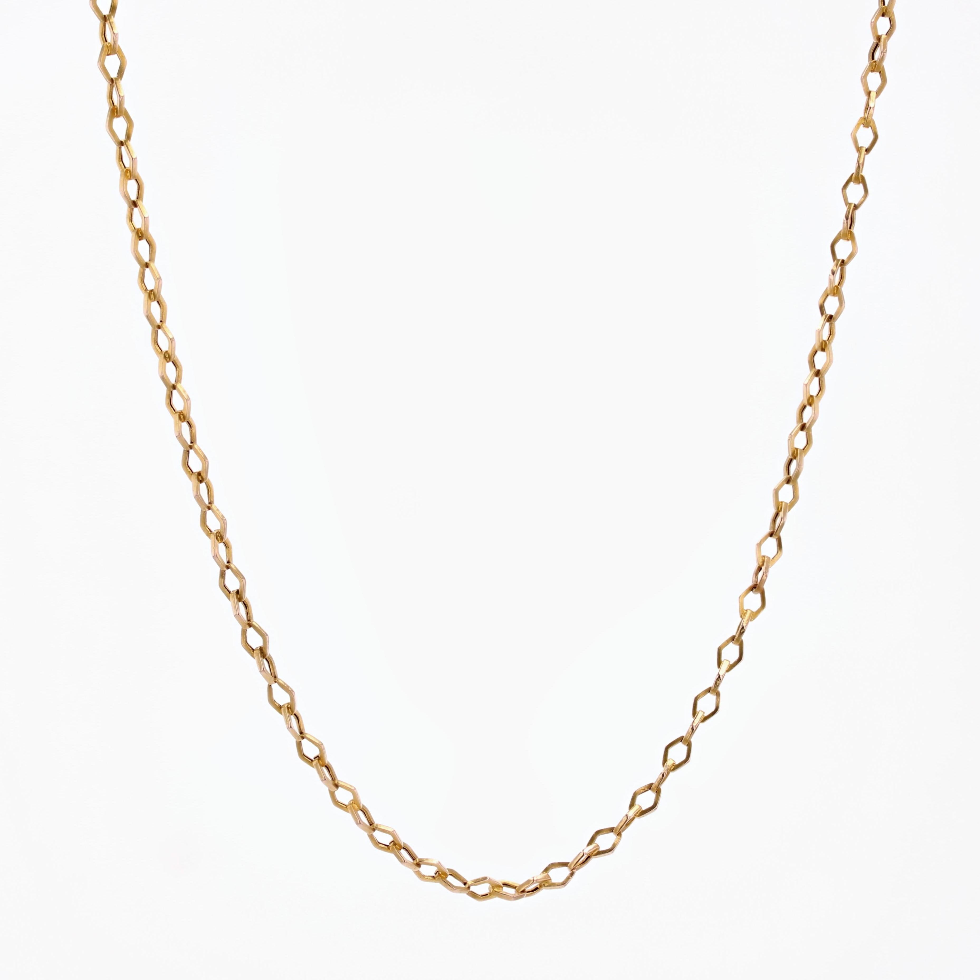 French 20th Century 18 Karat Rose Gold Rhombic Link Chain Necklace In Good Condition For Sale In Poitiers, FR