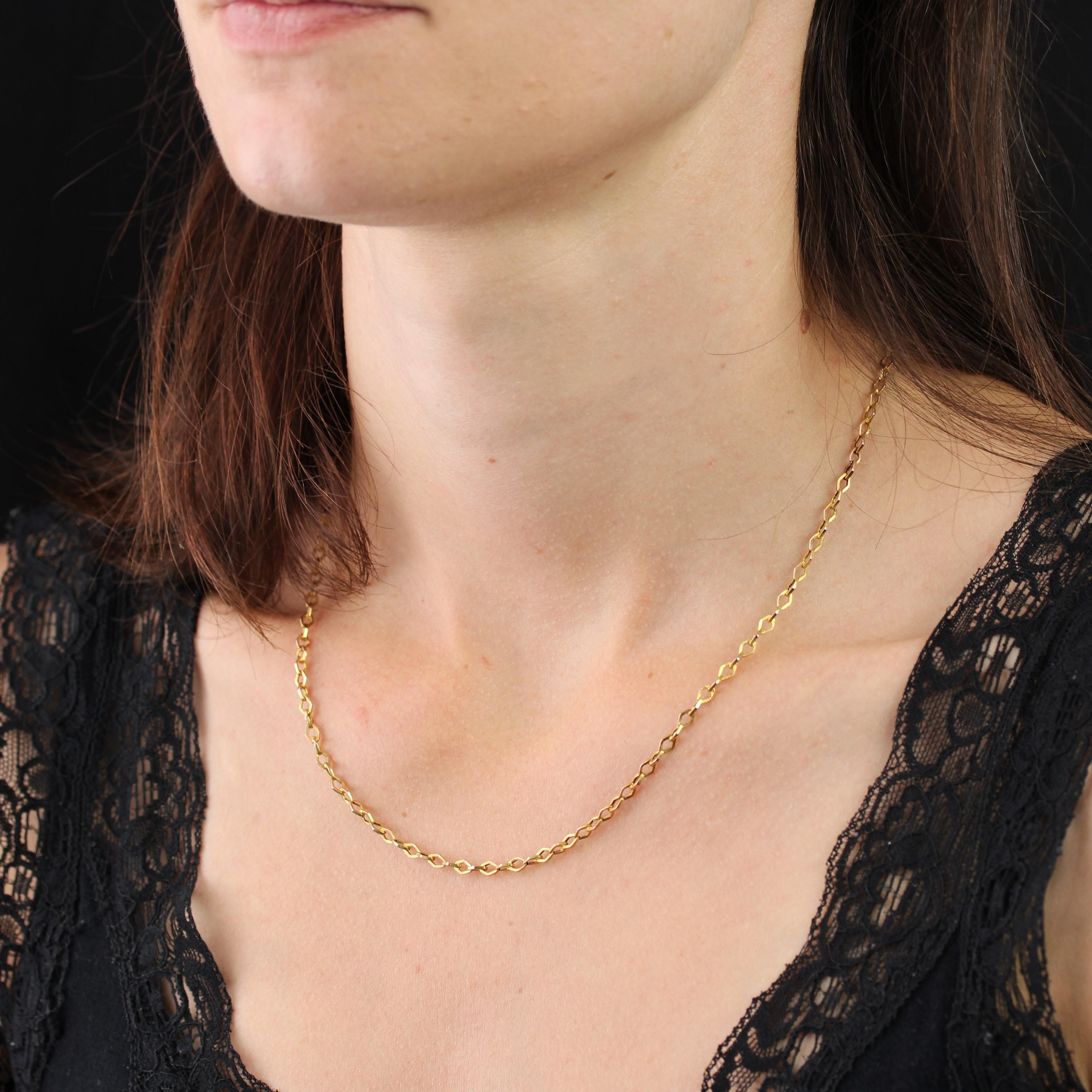 French 20th Century 18 Karat Rose Gold Rhombic Link Chain Necklace For Sale 1
