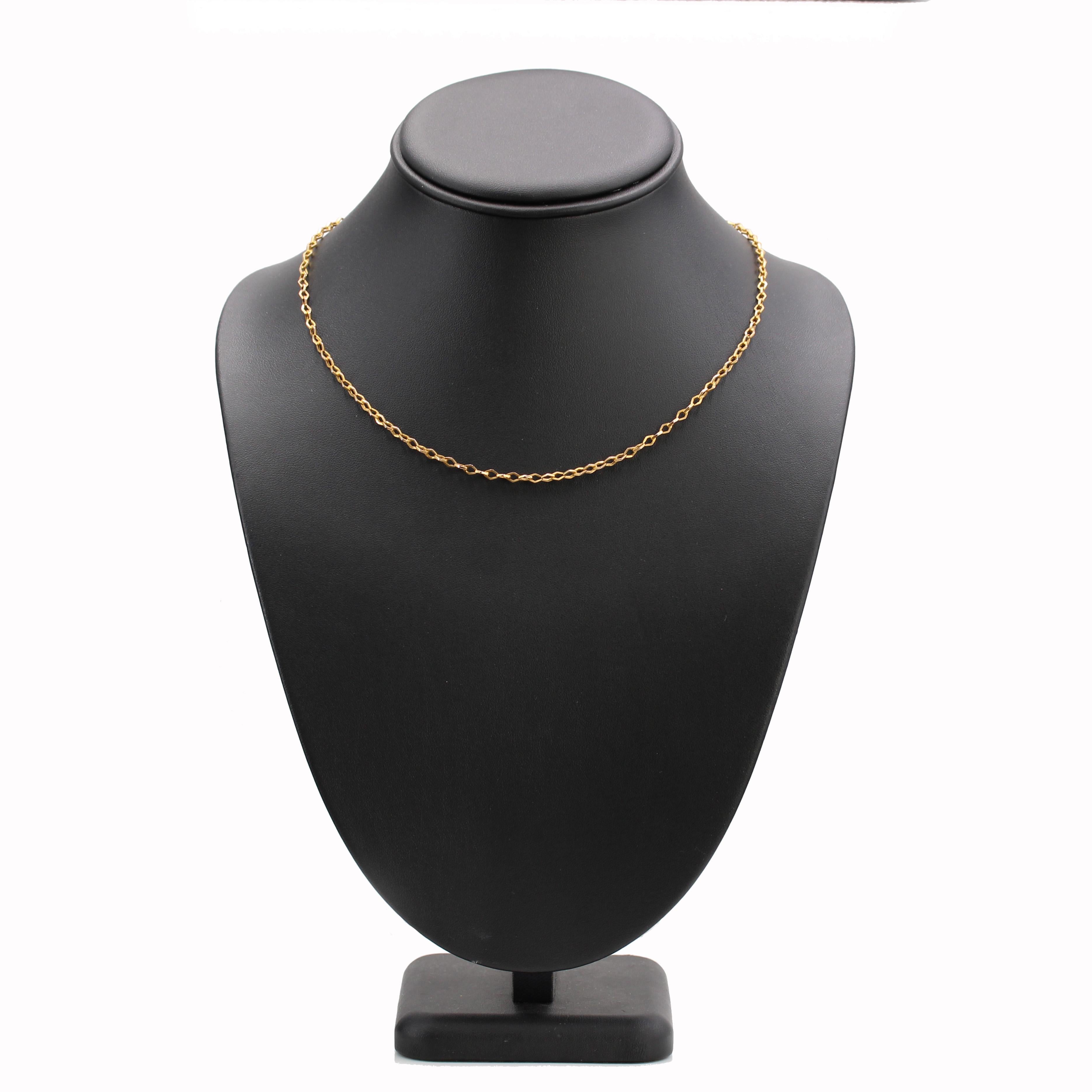 French 20th Century 18 Karat Rose Gold Rhombic Link Chain Necklace For Sale 2