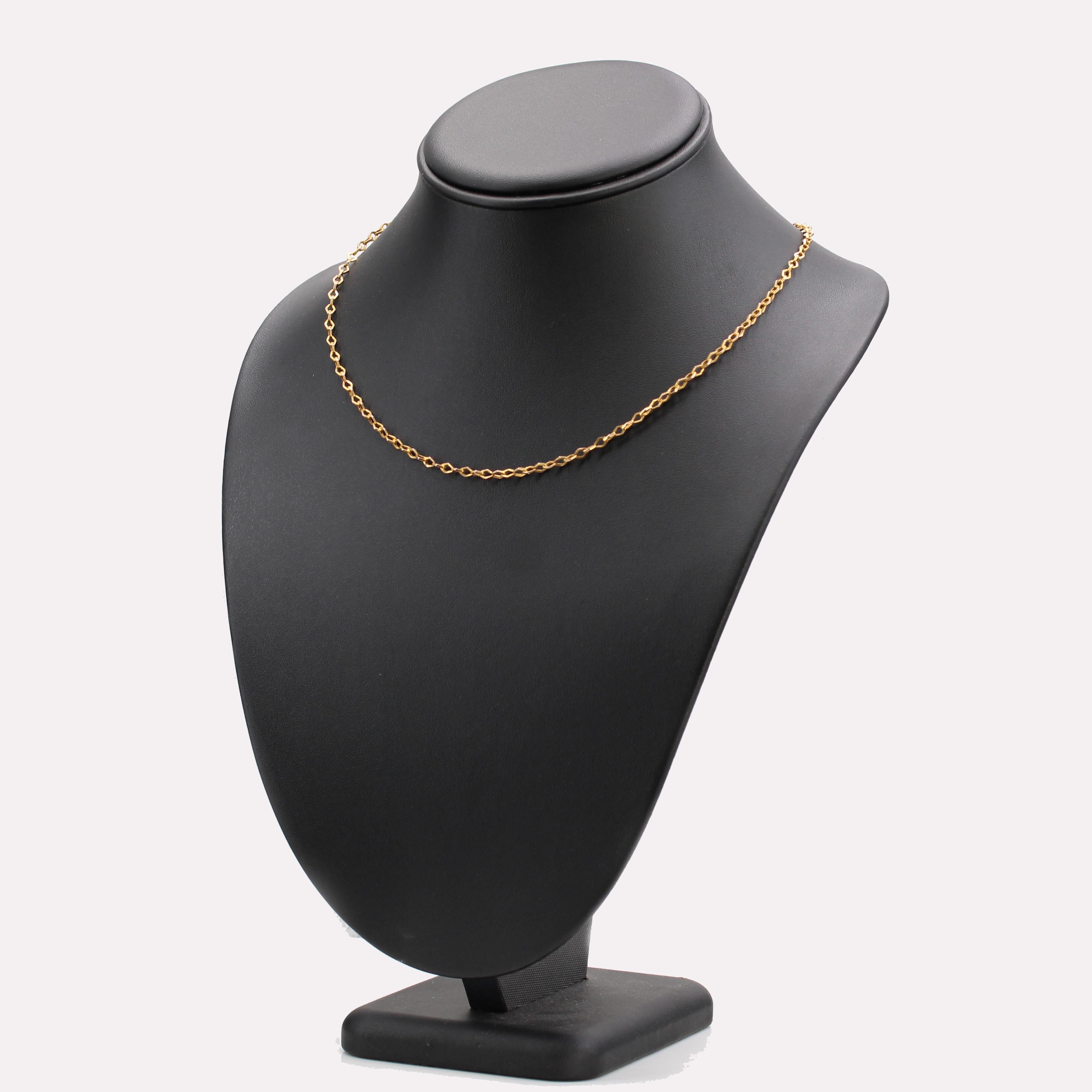 French 20th Century 18 Karat Rose Gold Rhombic Link Chain Necklace For Sale 3