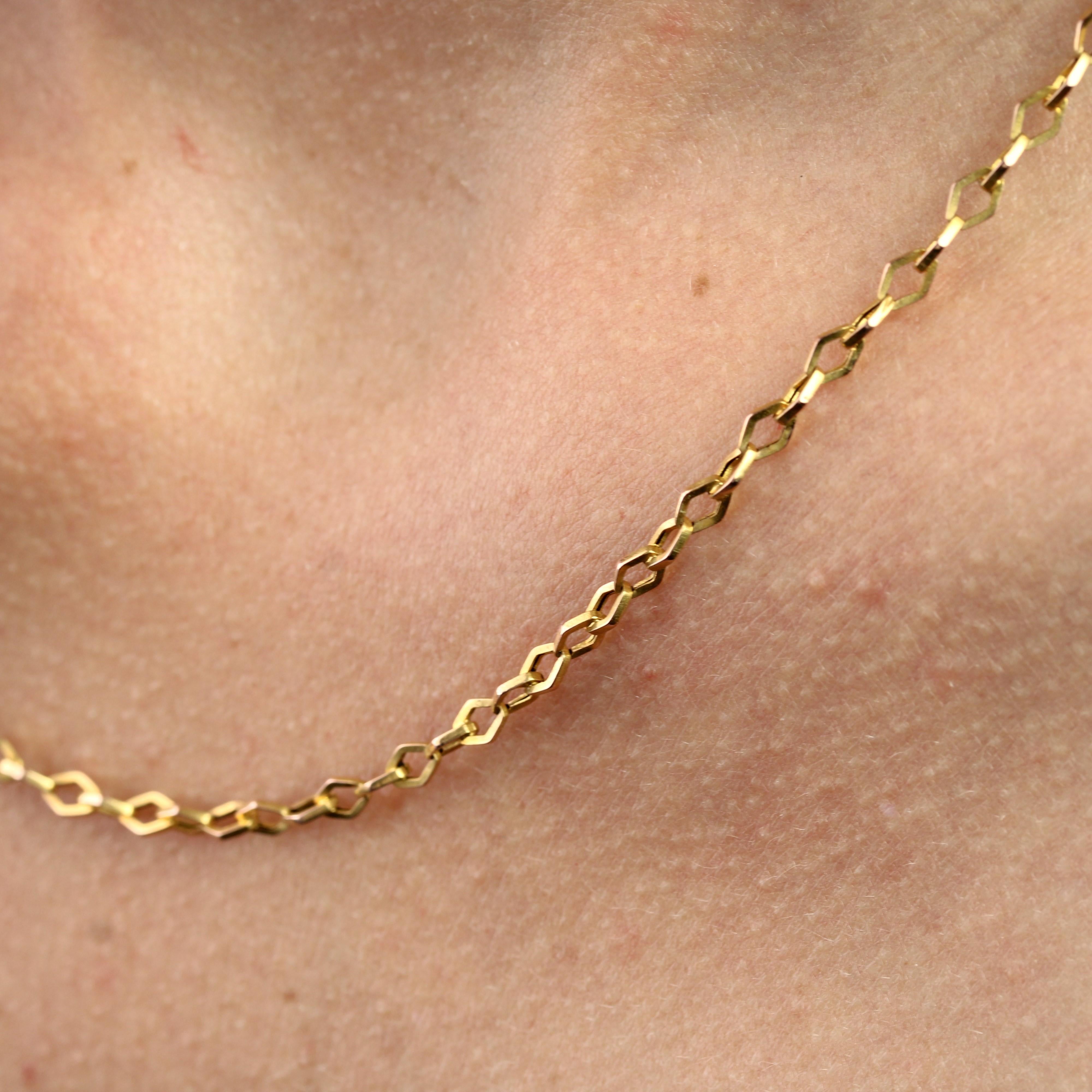 French 20th Century 18 Karat Rose Gold Rhombic Link Chain Necklace For Sale 4