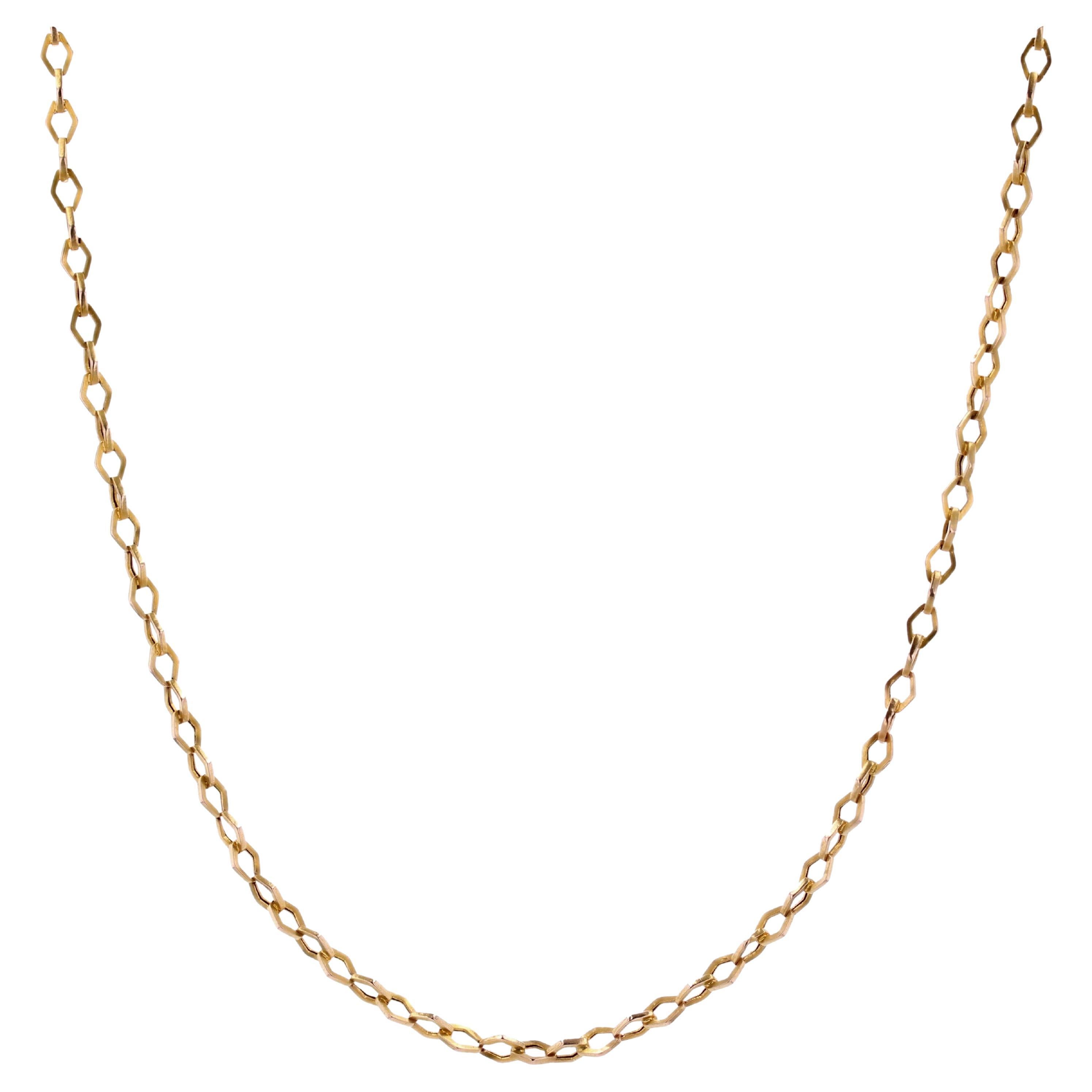 French 20th Century 18 Karat Rose Gold Rhombic Link Chain Necklace For Sale