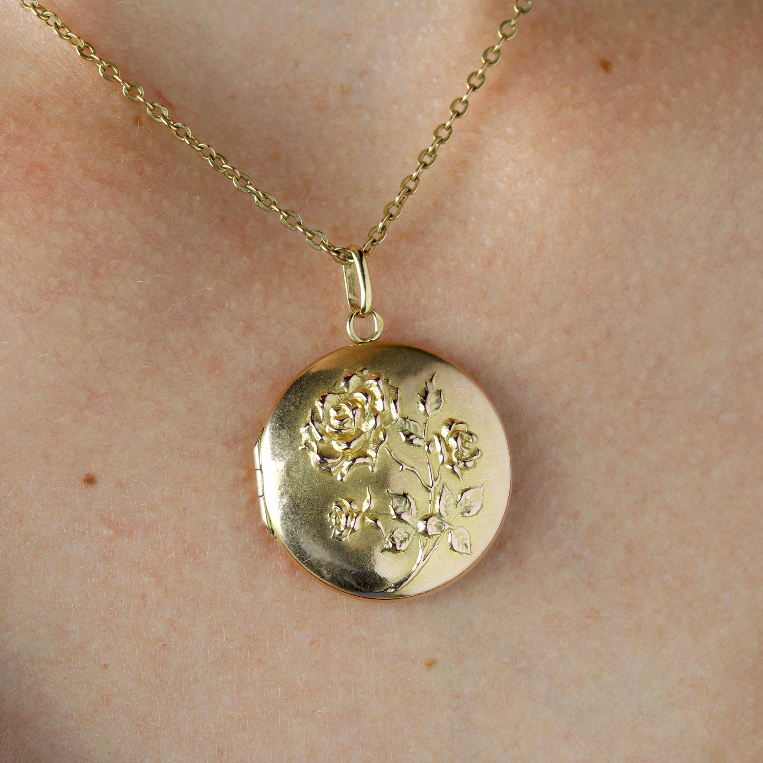 Pendentif en or rose 18 carats français du 20e siècle en vente 1