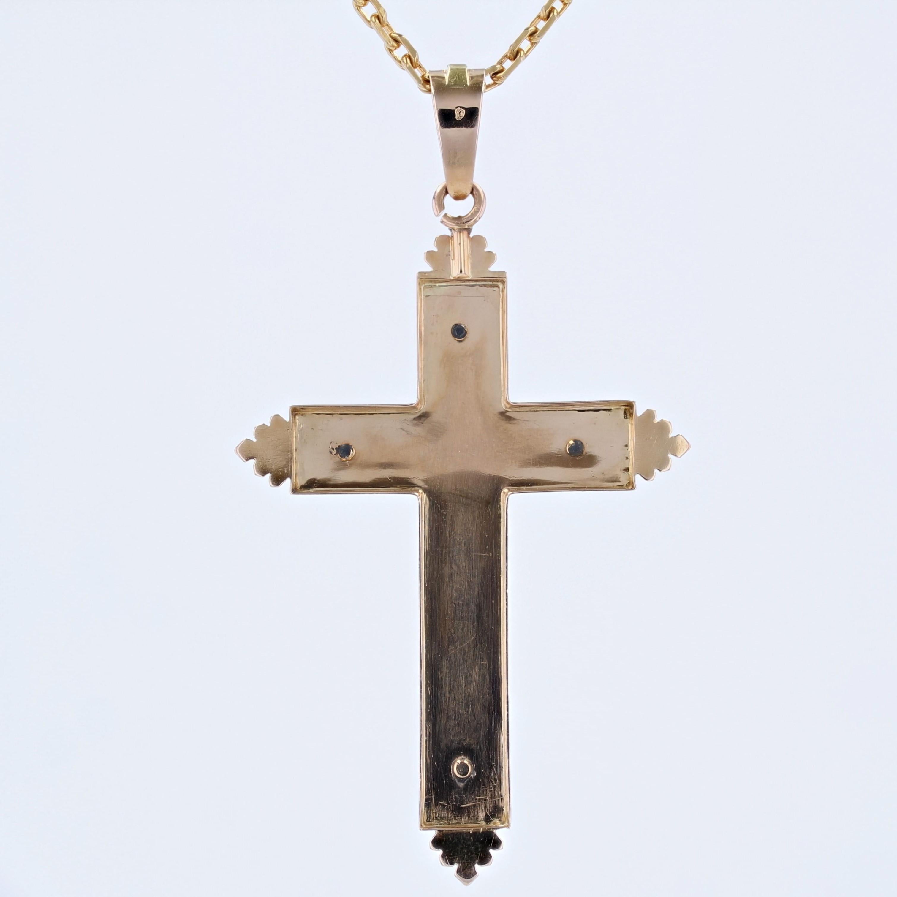 Croix de culture française du 20ème siècle en or rose et vert 18 carats en vente 4