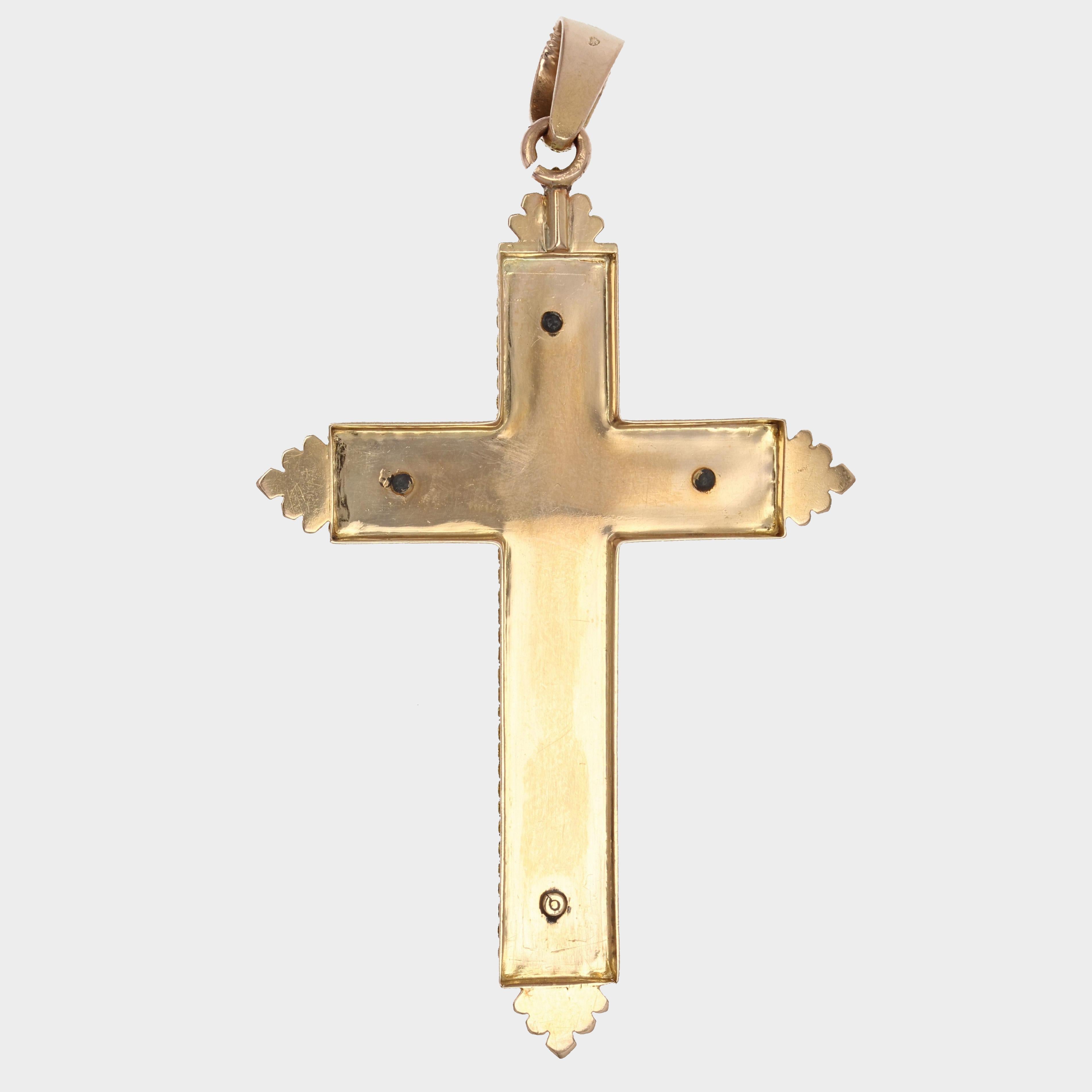 Croix de culture française du 20ème siècle en or rose et vert 18 carats en vente 3