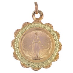 French 20th Century 18 Karat Rose Yellow Gold Baptism Medal