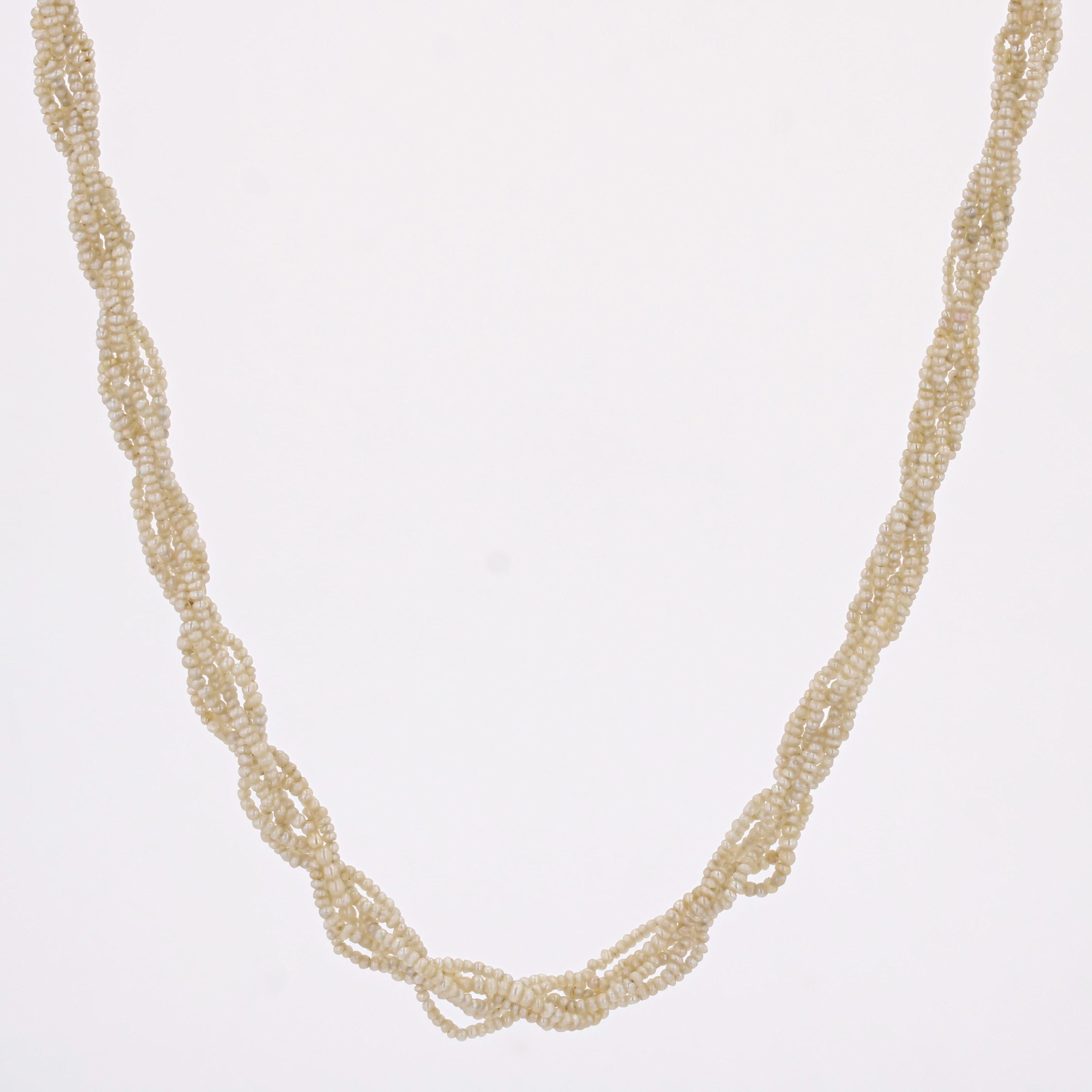 French 20th Century 18 Karat White Gold Fine Pearl Seed Necklace For Sale 10